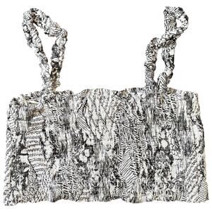 papercrane M Y2K Crop Top Black White Smocked